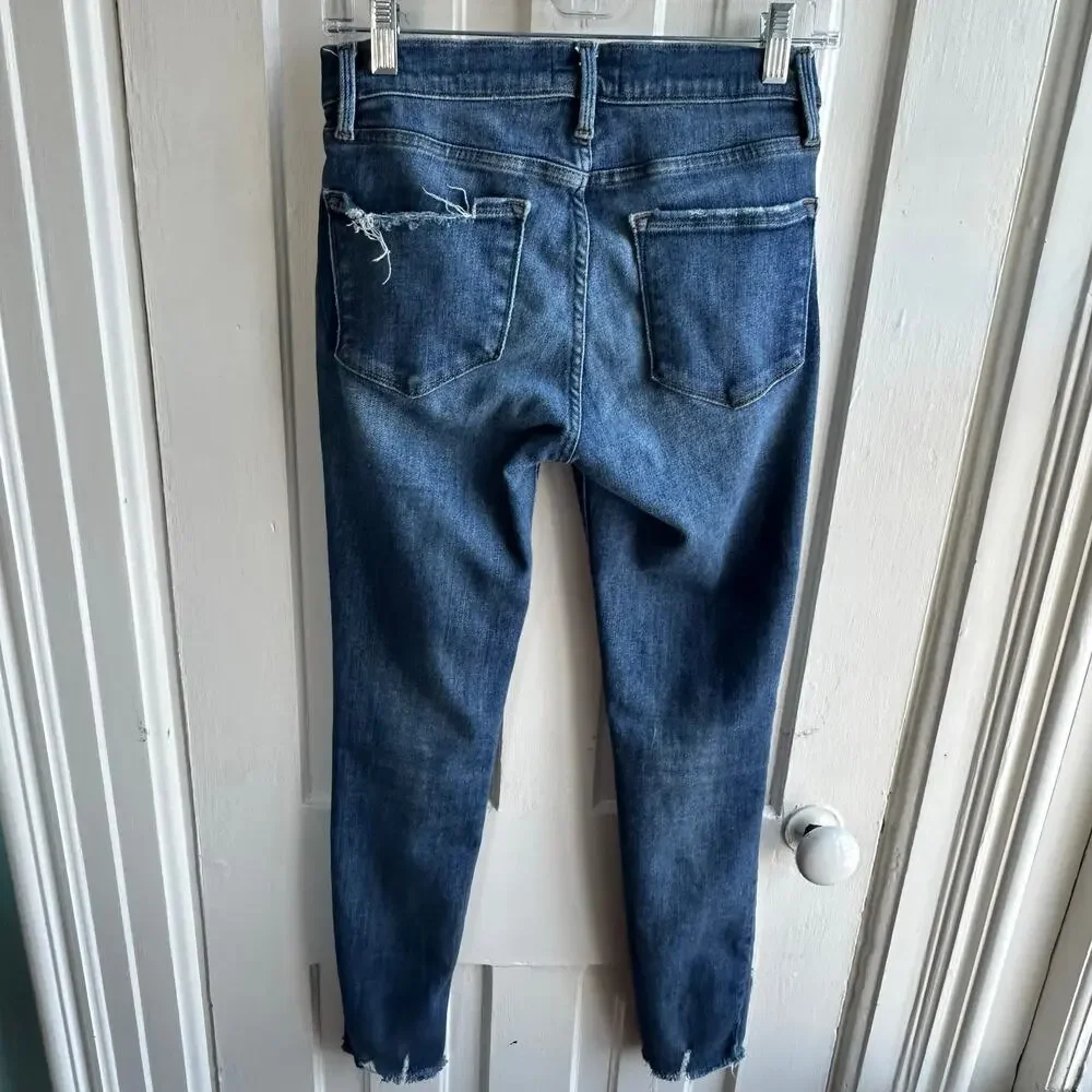 FRAME Le Skinny de Jeanne Distressed Skinny Jeans Women’s Size 27 Victoria Park